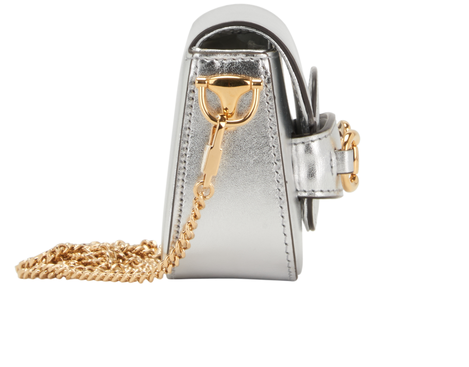Nano Horsebit Crossbody, &pound;695, Handbags, Silver, Leather, Side view